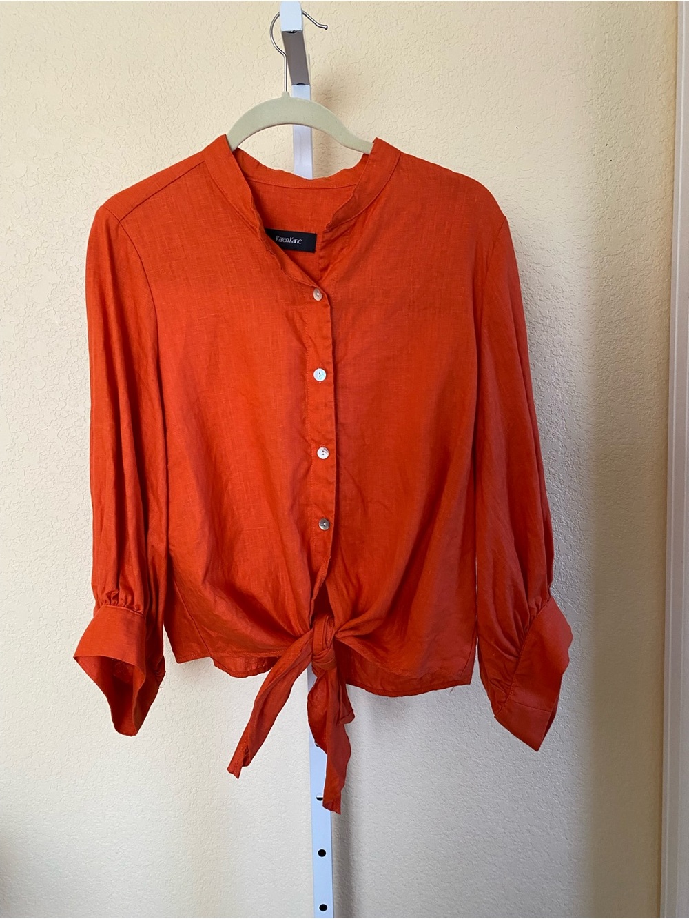 Karen Kane Orange Tie-Front Button Down Blouse